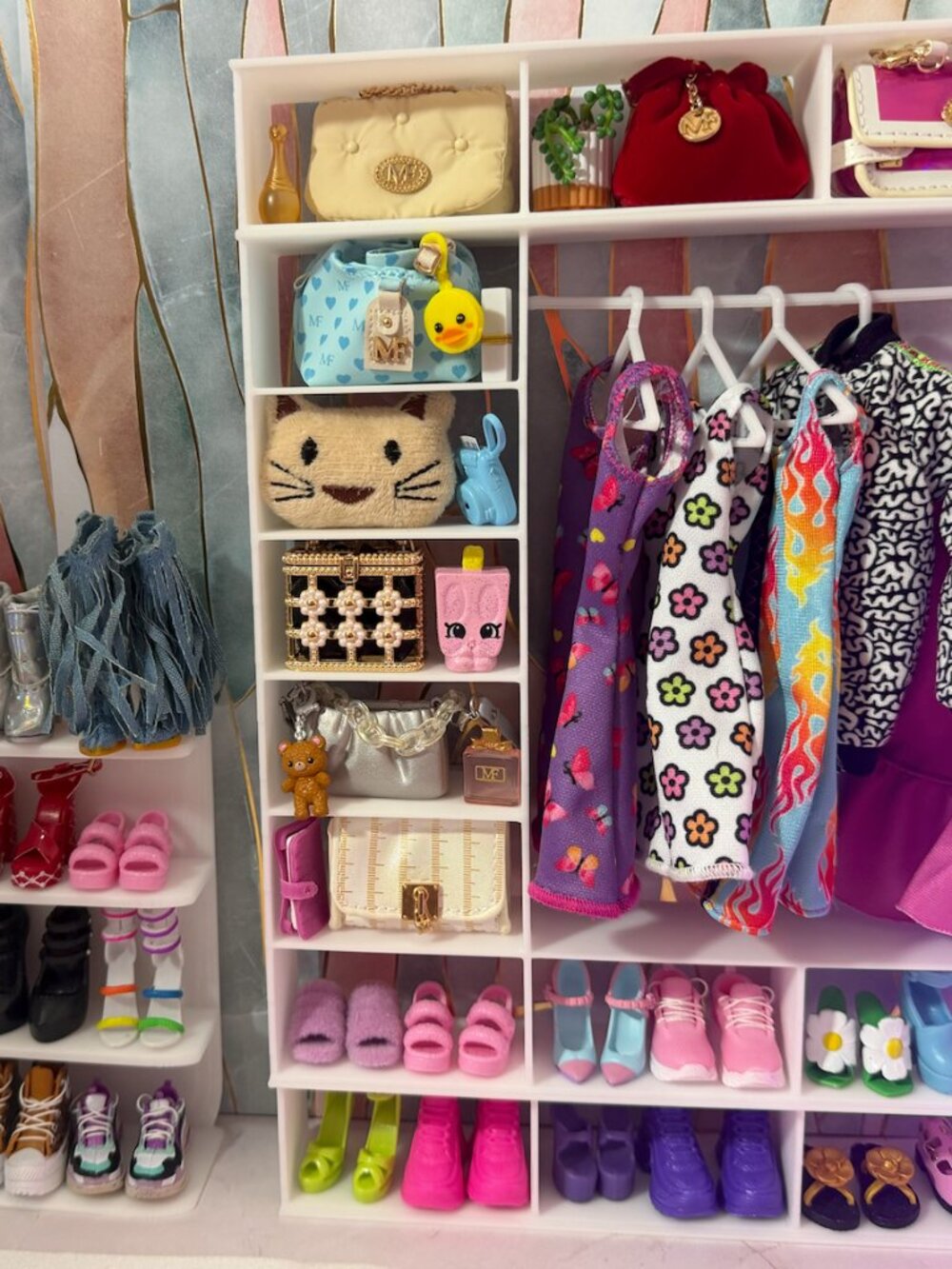 Barbie Closet + Shoe Rack Bundle | Doll Closet Organizer Shelf for Accessories